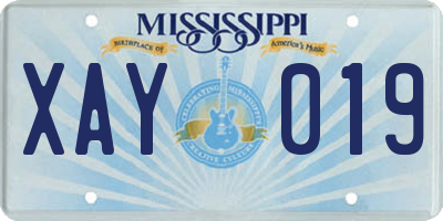 MS license plate XAY019