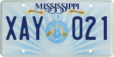 MS license plate XAY021