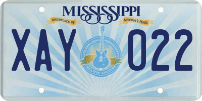 MS license plate XAY022
