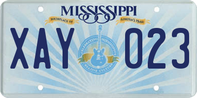 MS license plate XAY023