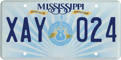 MS license plate XAY024