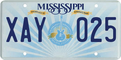 MS license plate XAY025