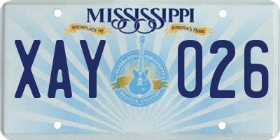 MS license plate XAY026