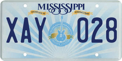 MS license plate XAY028