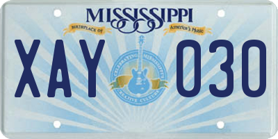 MS license plate XAY030