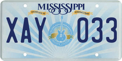 MS license plate XAY033