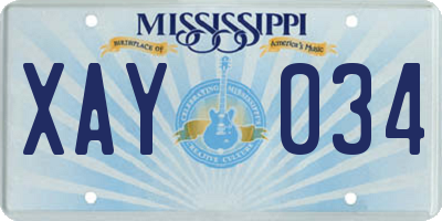 MS license plate XAY034