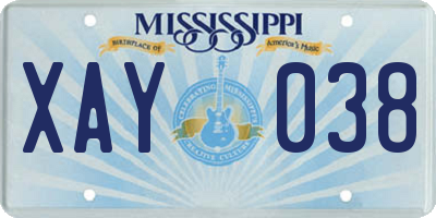 MS license plate XAY038