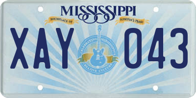 MS license plate XAY043