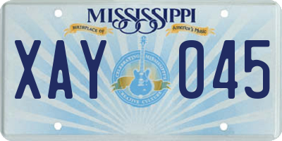 MS license plate XAY045