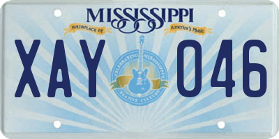 MS license plate XAY046