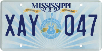 MS license plate XAY047