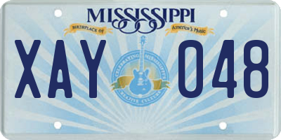 MS license plate XAY048