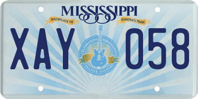 MS license plate XAY058