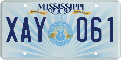 MS license plate XAY061