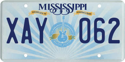 MS license plate XAY062