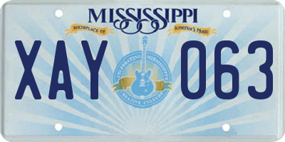 MS license plate XAY063