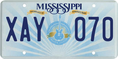 MS license plate XAY070