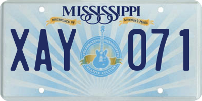 MS license plate XAY071