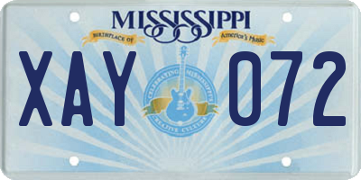 MS license plate XAY072