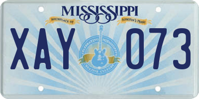 MS license plate XAY073