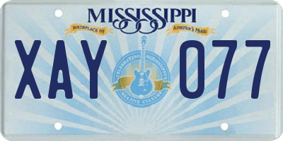 MS license plate XAY077