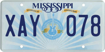 MS license plate XAY078