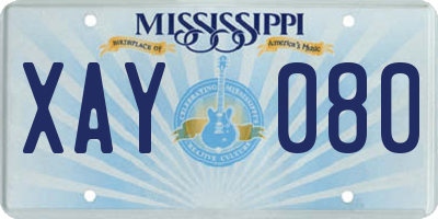 MS license plate XAY080