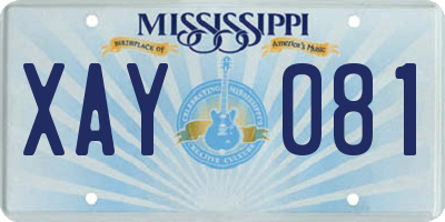 MS license plate XAY081