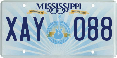 MS license plate XAY088
