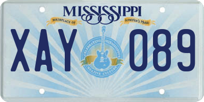 MS license plate XAY089