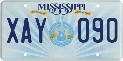 MS license plate XAY090