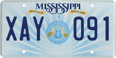 MS license plate XAY091