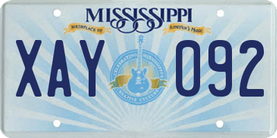 MS license plate XAY092
