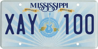 MS license plate XAY100
