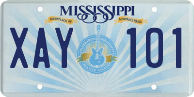 MS license plate XAY101