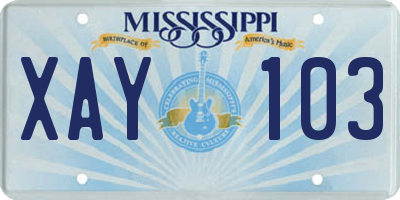 MS license plate XAY103