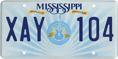 MS license plate XAY104