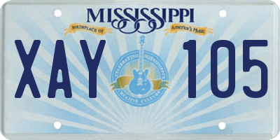 MS license plate XAY105