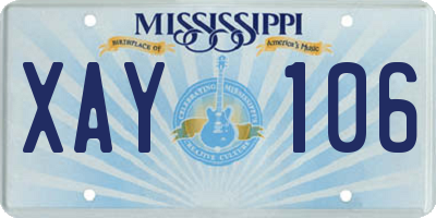 MS license plate XAY106