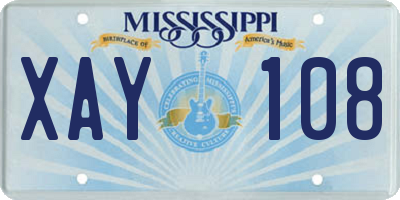 MS license plate XAY108