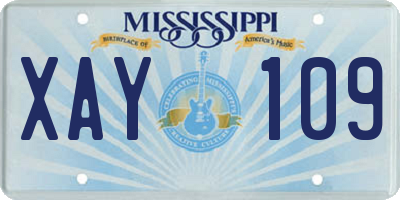 MS license plate XAY109