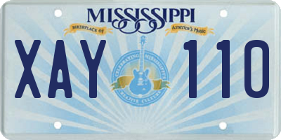 MS license plate XAY110