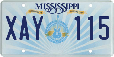 MS license plate XAY115