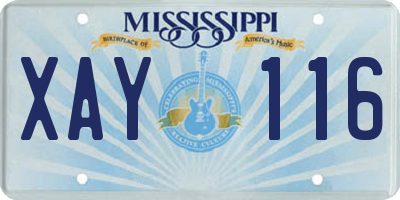 MS license plate XAY116