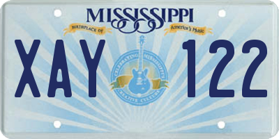 MS license plate XAY122