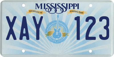 MS license plate XAY123