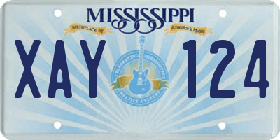 MS license plate XAY124