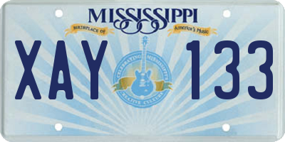 MS license plate XAY133