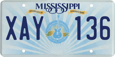 MS license plate XAY136
